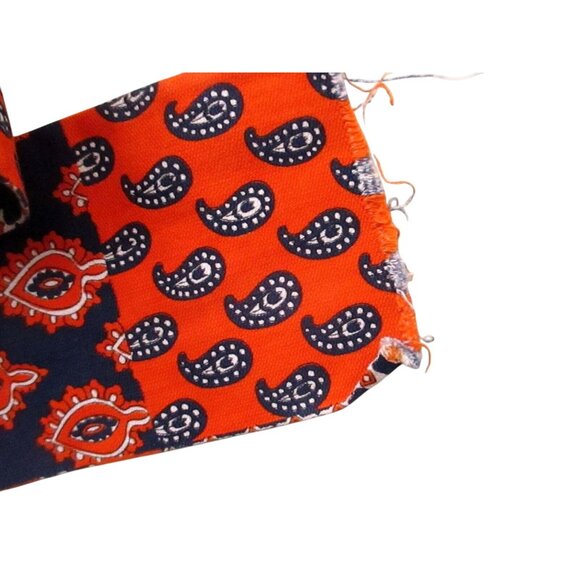 60" Vintage BLUE/ORANGE PAISLEY PRINTED CLOTH 4" BOHO HIPPY FASHION HIP Belt - Picture 2 of 3